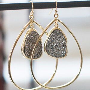 Dazzling Druzy Hoop Earrings- New